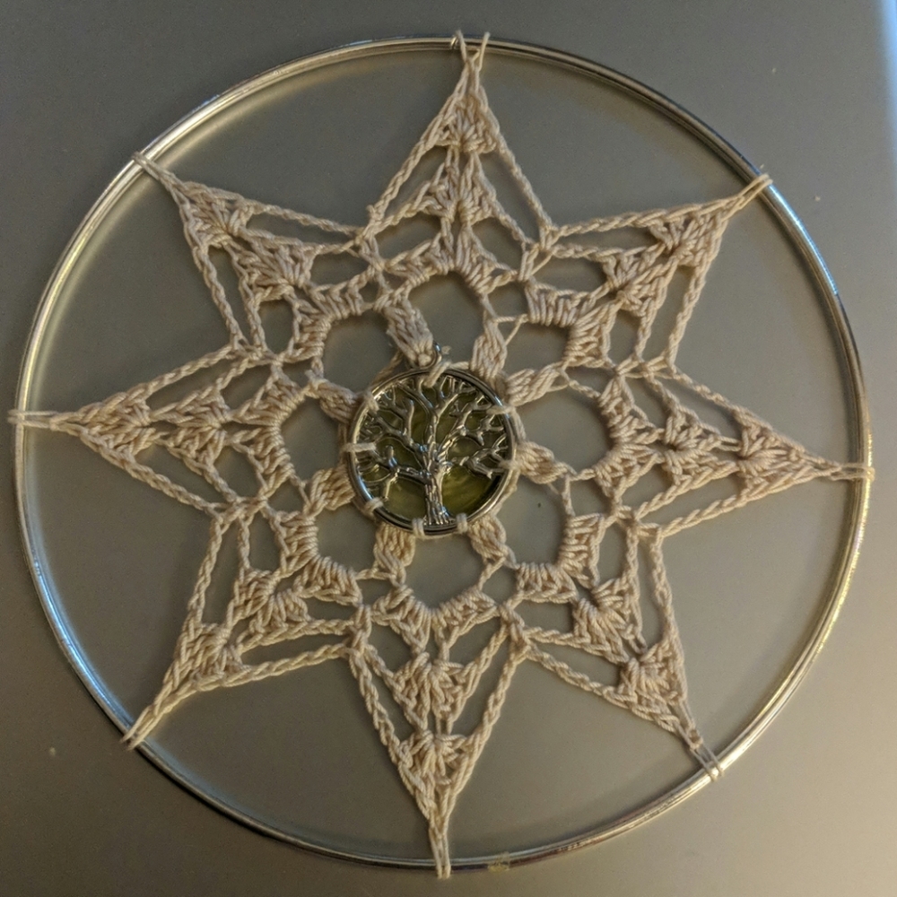 Tree of Life wall or window decor crochet ooak